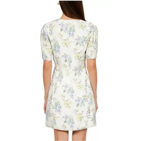NWT The Kooples XS Romantic Mood Floral Mini Dress Puff Sleeve V-Neck $395 - Picture 2 of 4